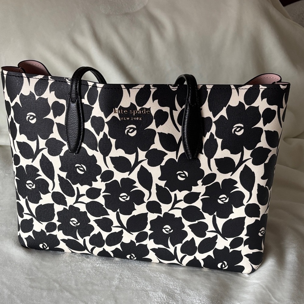 Kate Spade Black and Cream Floral Tote